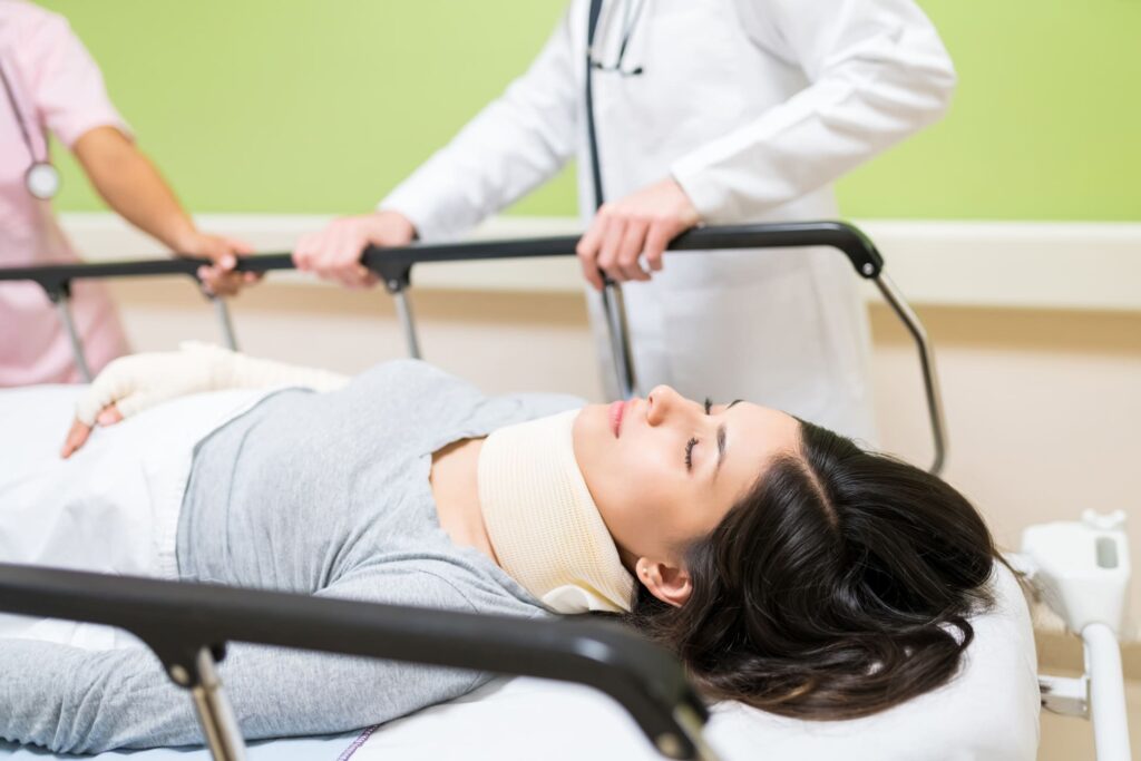 Patient with neck injury after accident