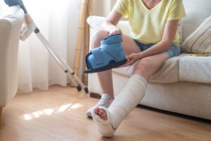 Person recovering from slip and fall injury