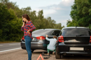 minor car accident scene